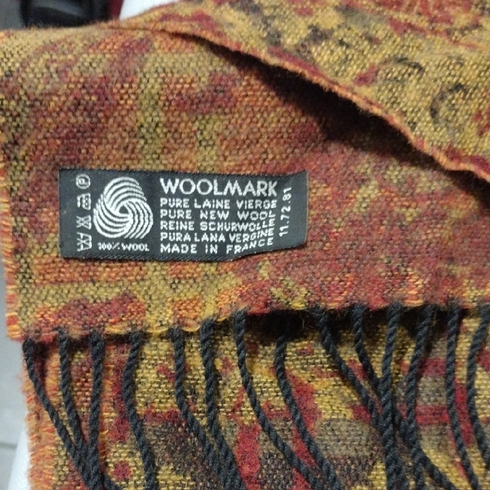 🇫🇷VINTAGE! 100% WOOL SCARF MADE IN FRANCE